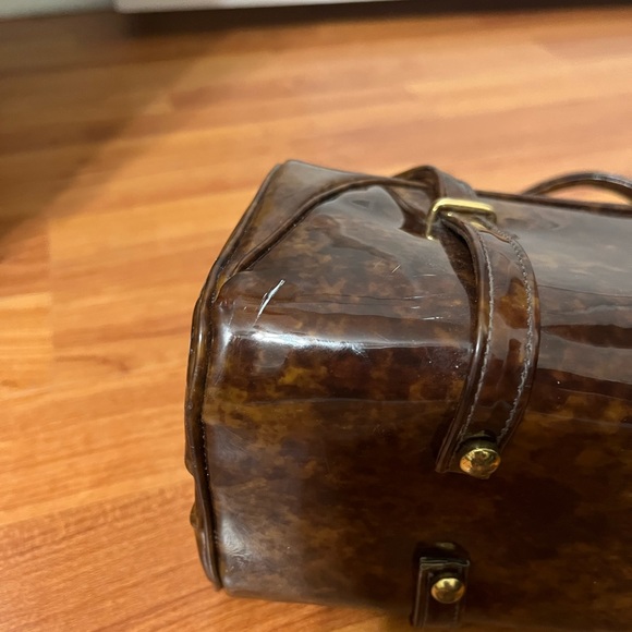 LEWIS Vintage 50’s Brown patent satchel with gold tone hardware - Picture 7 of 8